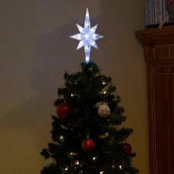 Budget 😉 Alpine Corporation Star 🎅 Christmas Tree Topper With Cool White LED Lights ✨