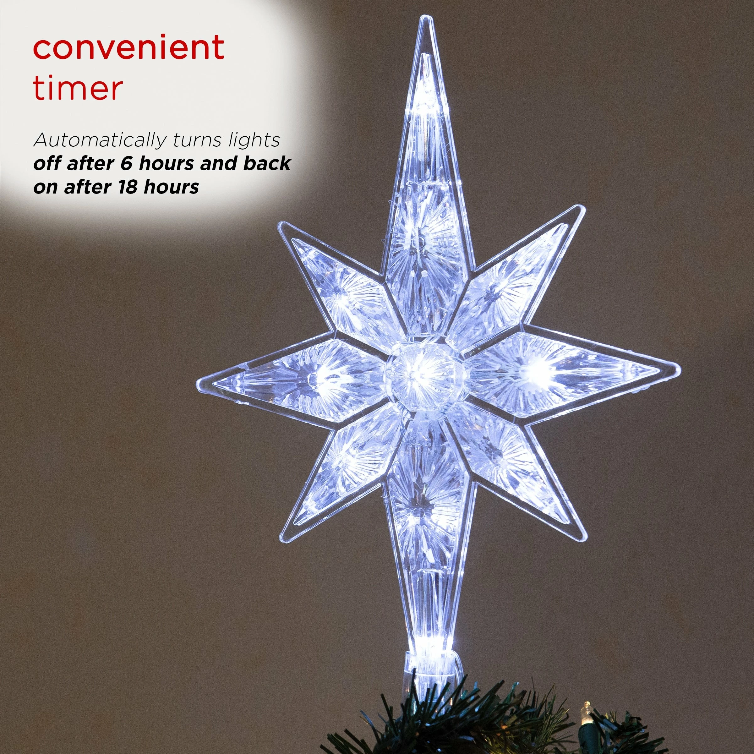 Budget π Alpine Corporation Star π
Christmas Tree Topper With Cool White LED Lights β¨ - Image 7
