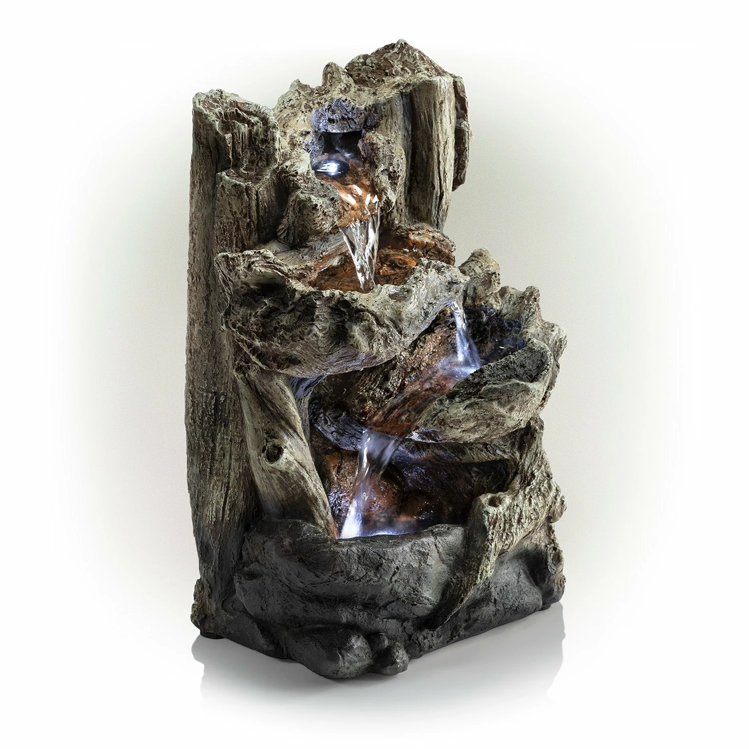 Best Pirce 😉 Alpine Corporation 14" Tall Indoor/Outdoor Tiered Log Tabletop Fountain With LED Lights 😉 - Image 8