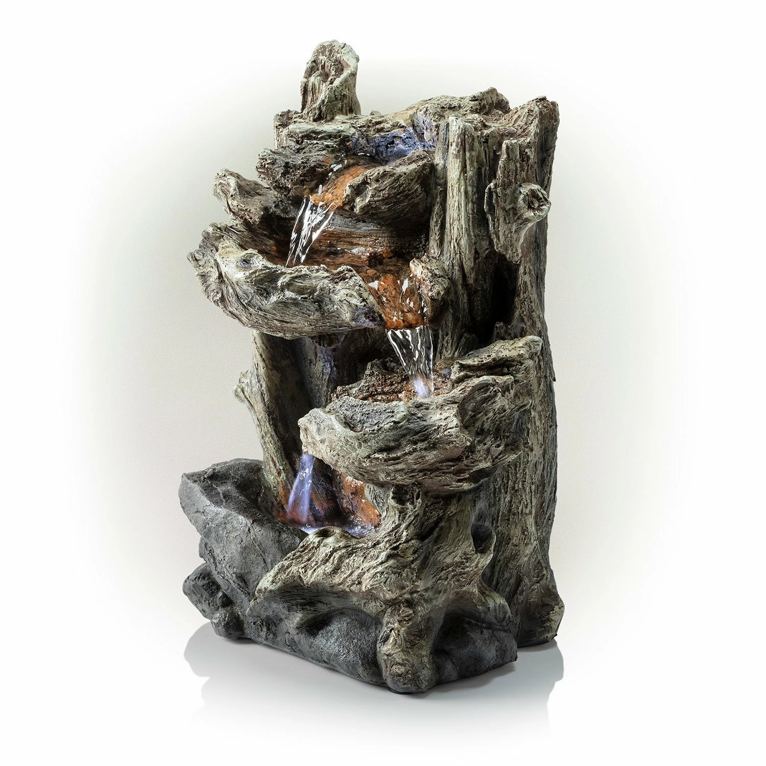 Best Pirce 😉 Alpine Corporation 14" Tall Indoor/Outdoor Tiered Log Tabletop Fountain With LED Lights 😉 - Image 9