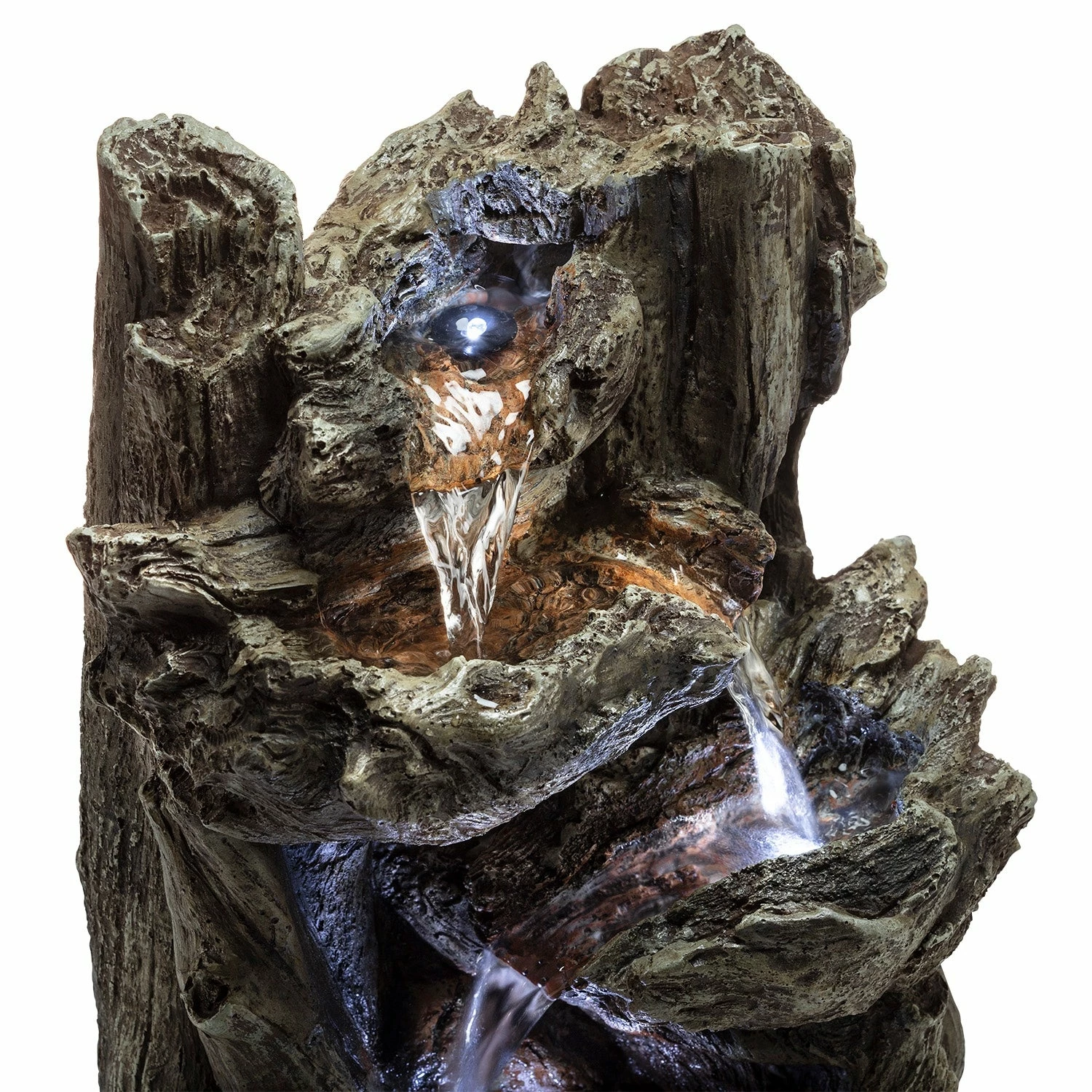 Best Pirce 😉 Alpine Corporation 14" Tall Indoor/Outdoor Tiered Log Tabletop Fountain With LED Lights 😉 - Image 10