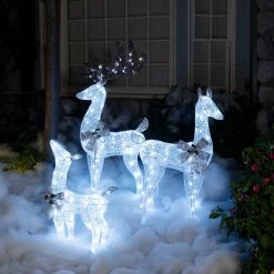 Flash Sale 😉 Alpine Corporation White Mesh Holiday Decor Reindeer Family With LED Lights 🎁