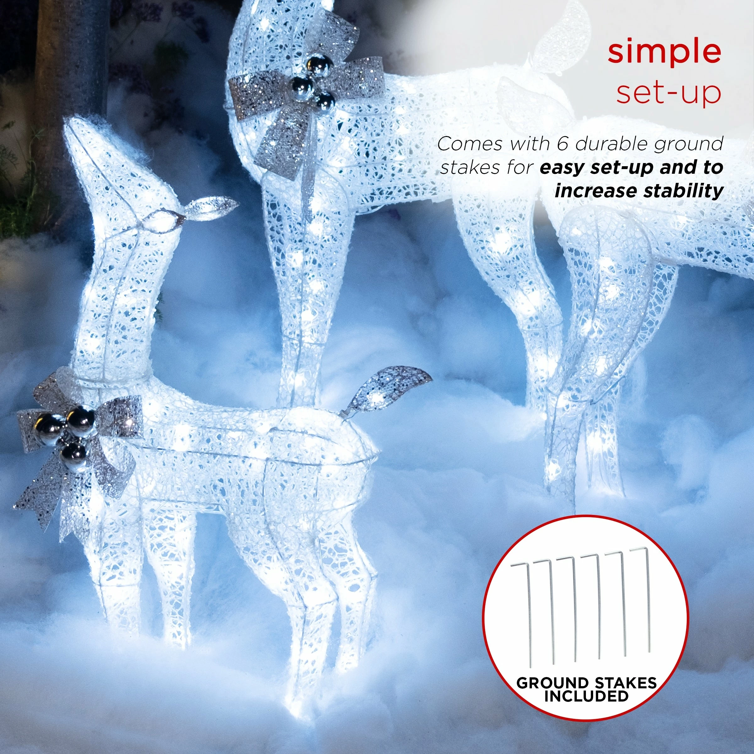 Flash Sale π Alpine Corporation White Mesh Holiday Decor Reindeer Family With LED Lights π - Image 7