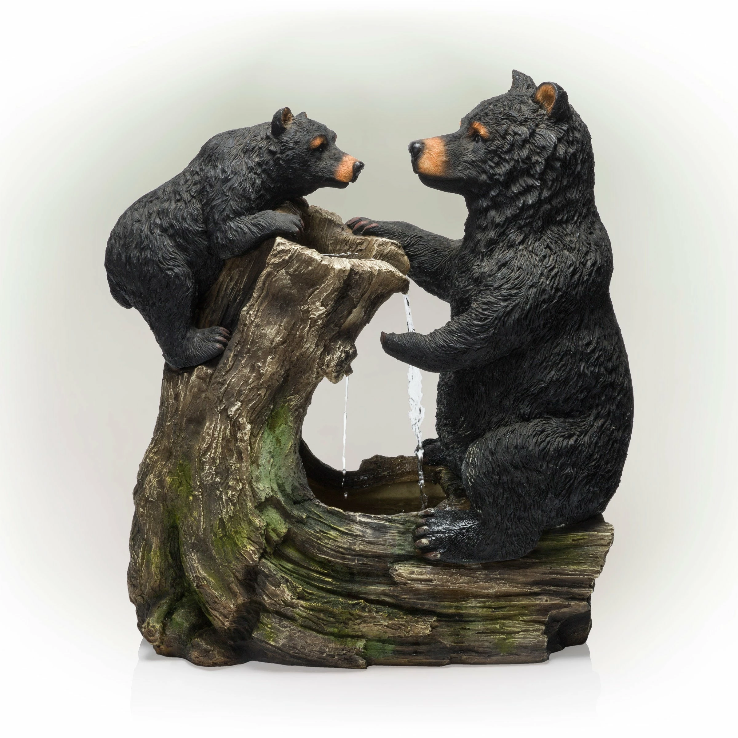New π Alpine Corporation 26" Tall Bear And Cub With Tree Fountain Yard Statue Decoration π - Image 2