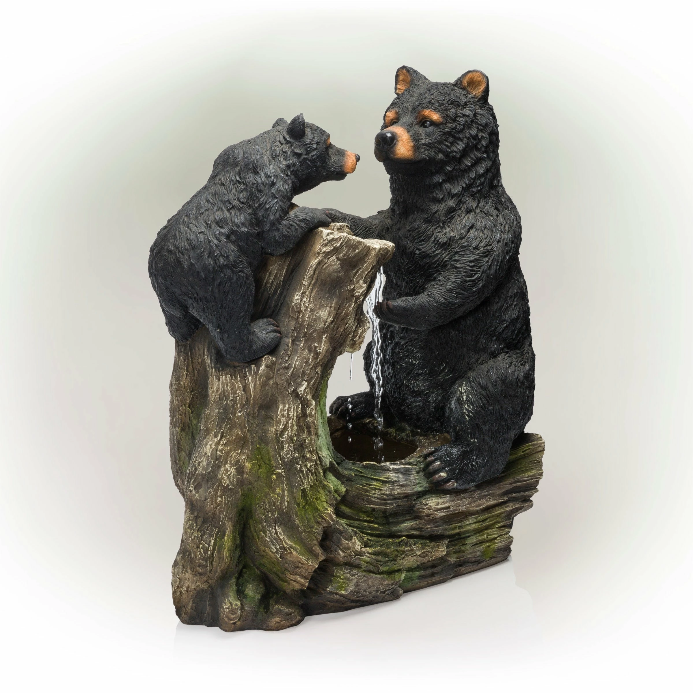 New π Alpine Corporation 26" Tall Bear And Cub With Tree Fountain Yard Statue Decoration π - Image 8