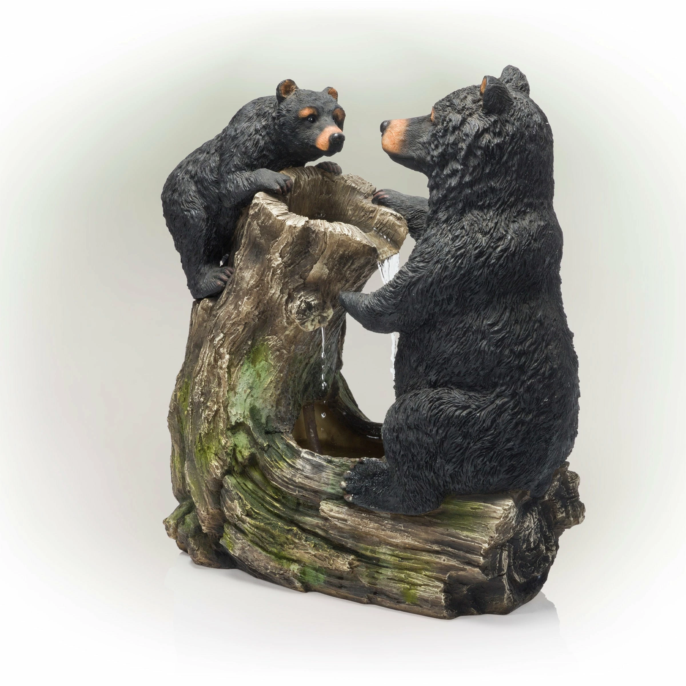 New π Alpine Corporation 26" Tall Bear And Cub With Tree Fountain Yard Statue Decoration π - Image 9