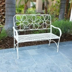 Hot Sale β€οΈ Alpine Corporation Daisy Metal Garden Bench, White π