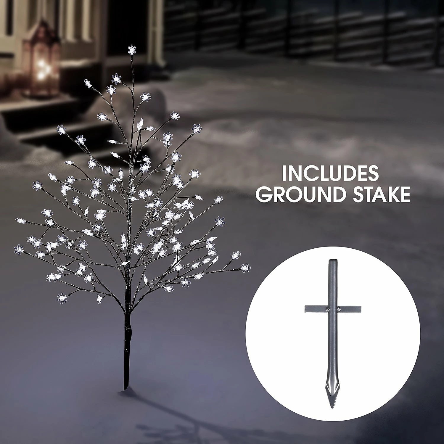 Buy π Alpine Corporation 58"H Indoor/Outdoor Frosty π Christmas Snowflake Tree With LED Lights - White π - Image 4