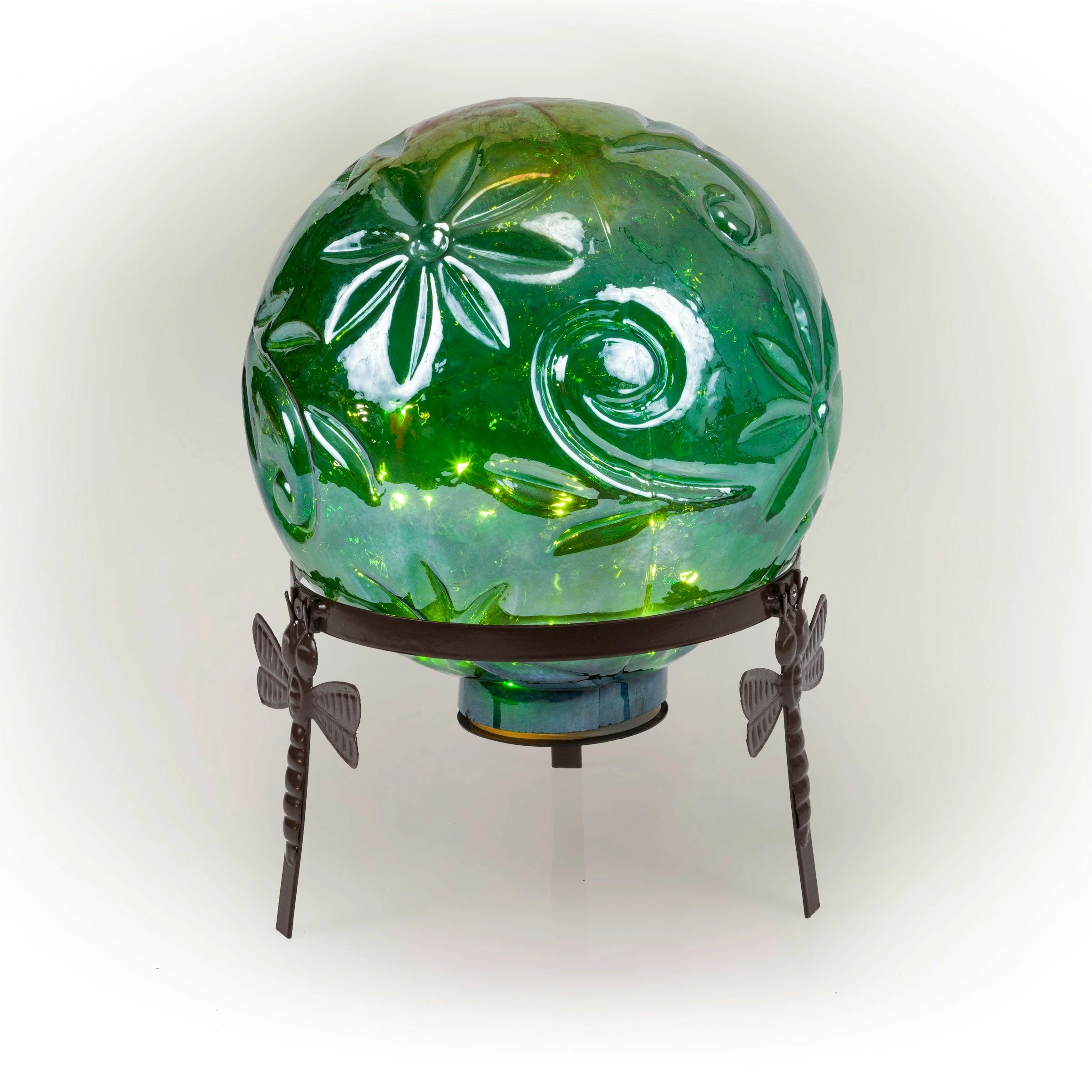 Coupon π Alpine Corporation 13" Tall Indoor/Outdoor Pearlized Green Glass LED Gazing Globe With Stand 𧨠- Image 11