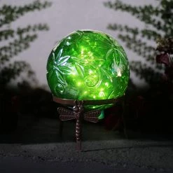 Coupon π Alpine Corporation 13" Tall Indoor/Outdoor Pearlized Green Glass LED Gazing Globe With Stand π§¨
