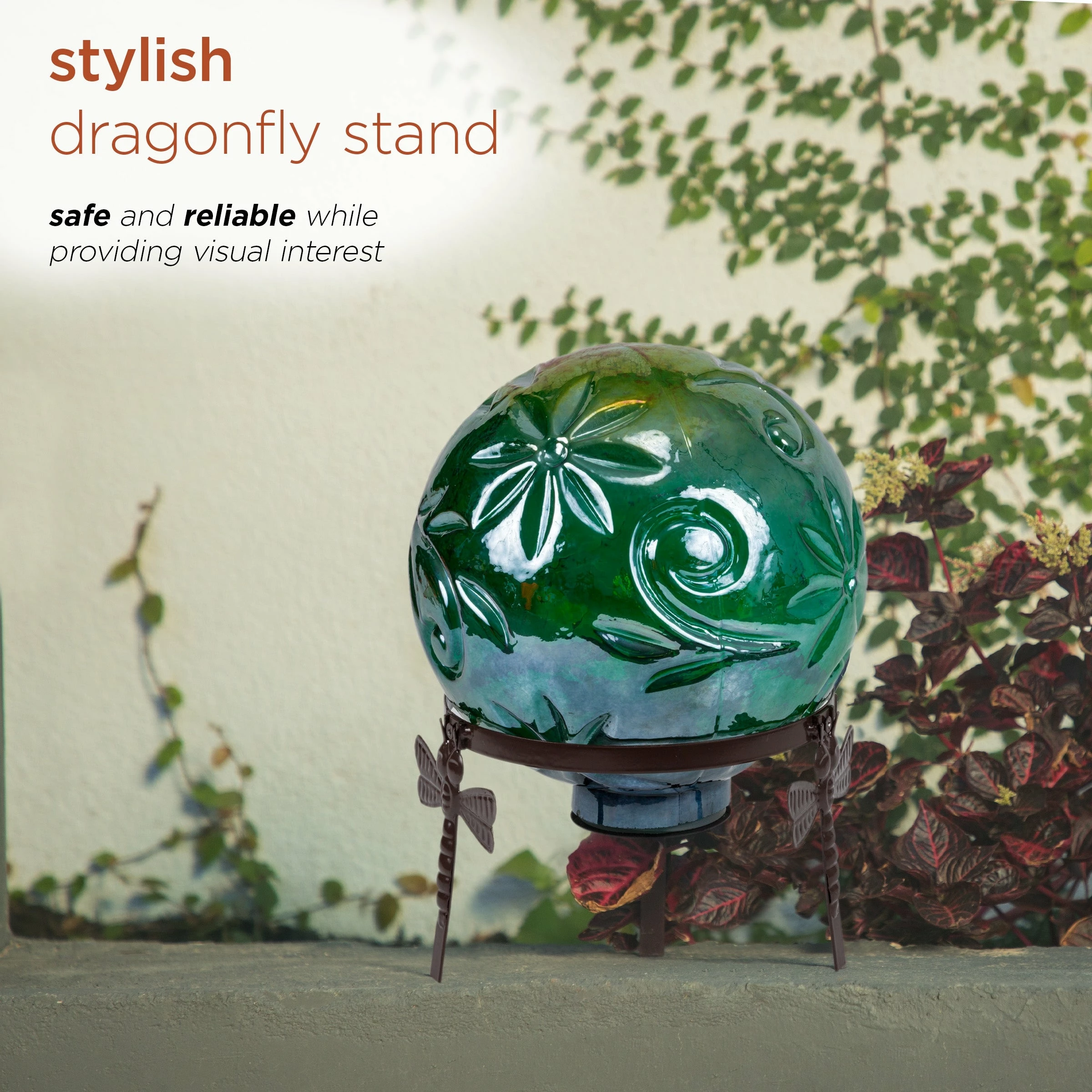 Coupon π Alpine Corporation 13" Tall Indoor/Outdoor Pearlized Green Glass LED Gazing Globe With Stand 𧨠- Image 5