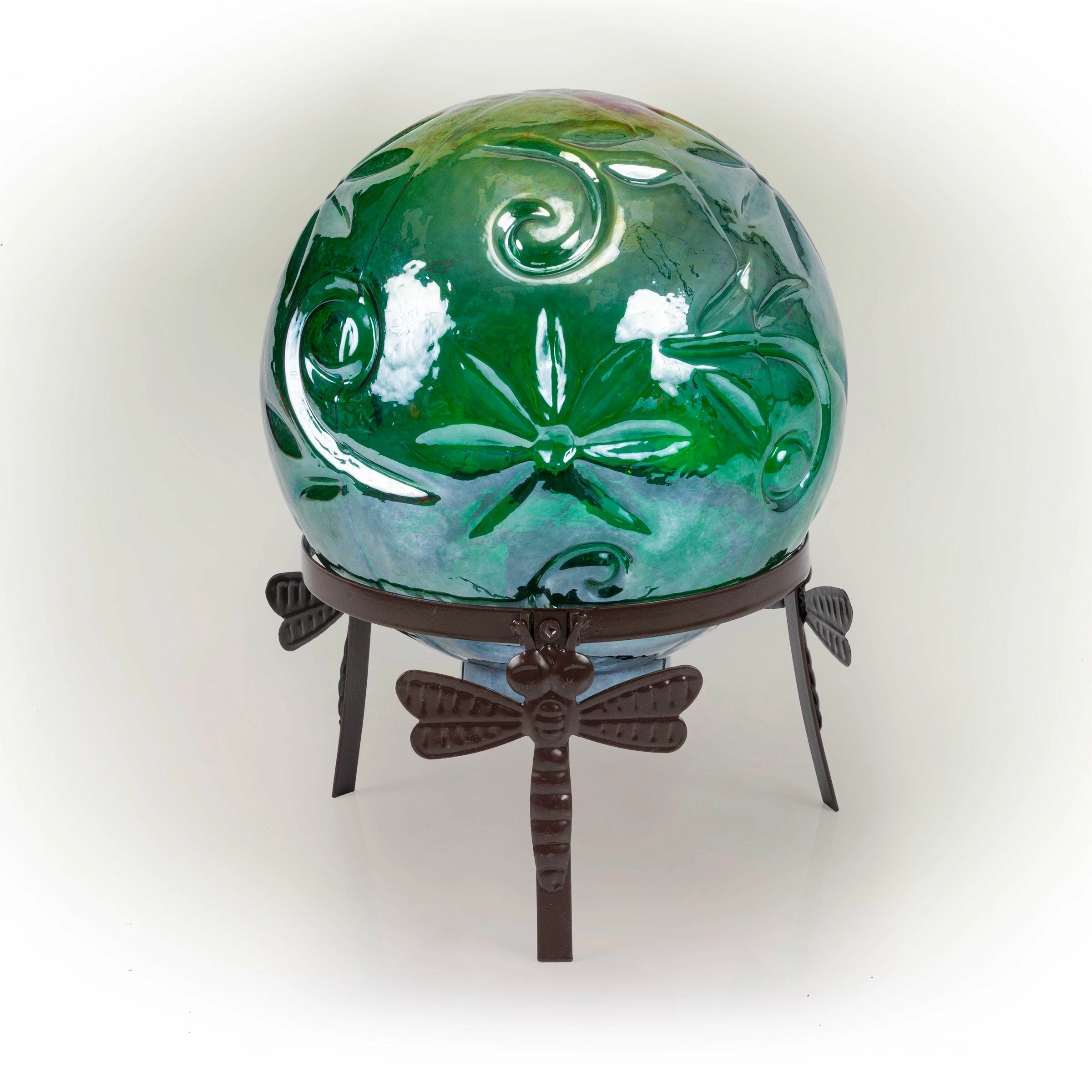 Coupon π Alpine Corporation 13" Tall Indoor/Outdoor Pearlized Green Glass LED Gazing Globe With Stand 𧨠- Image 9