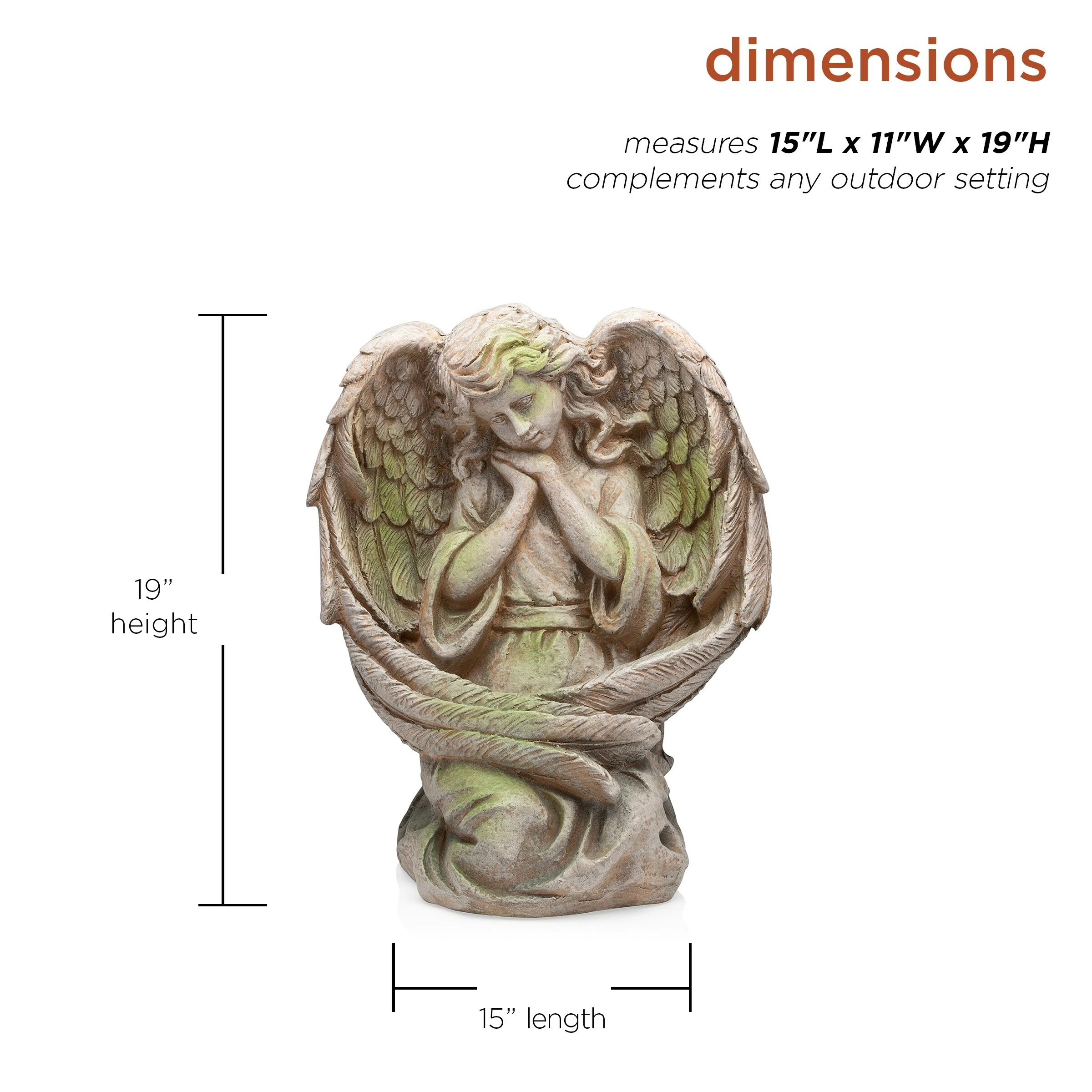 Best Sale β Alpine Corporation 19" Tall Old World Guardian Angel Outdoor Garden Statue π₯° - Image 3