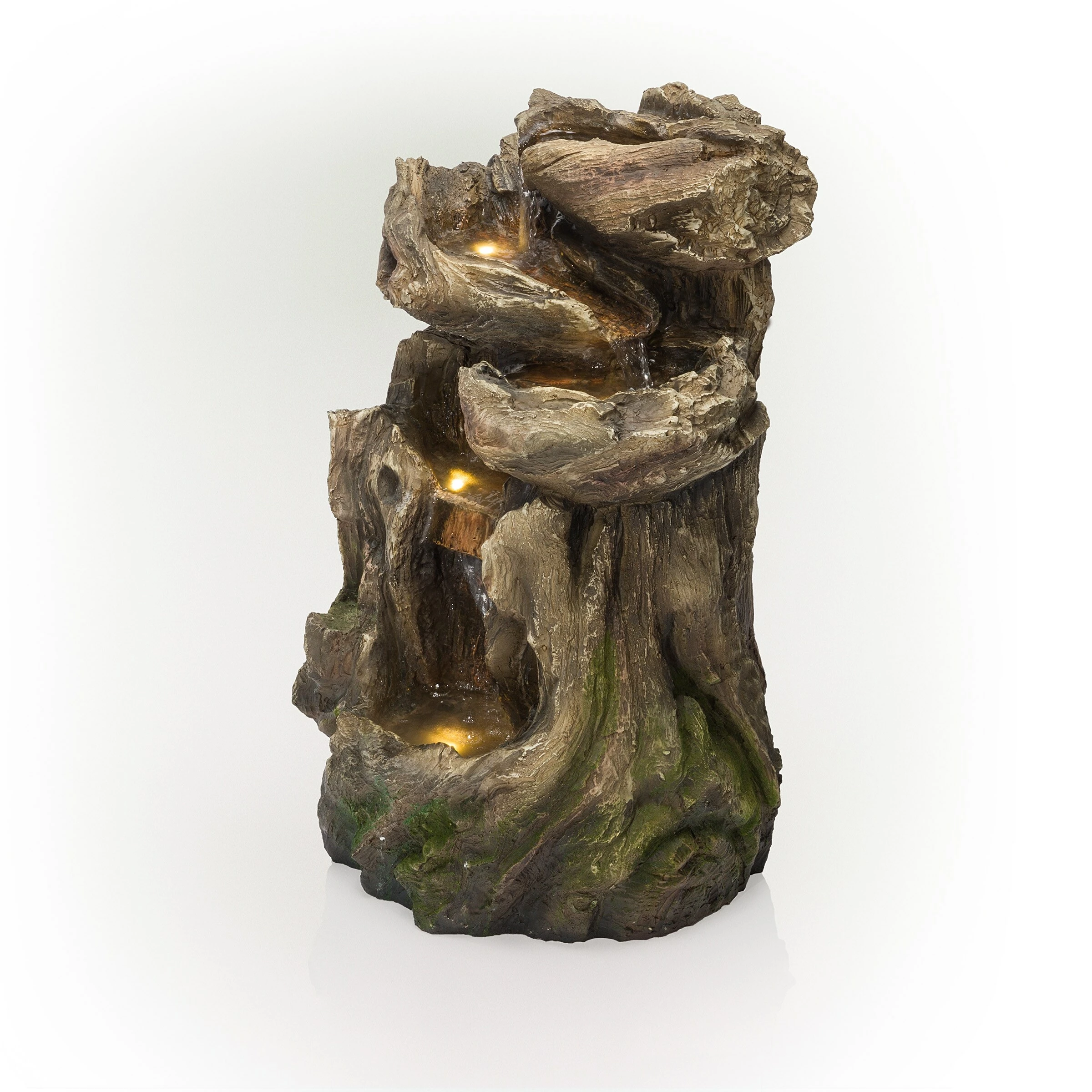 Buy π Alpine Corporation 22" Tall Outdoor Four-Tier Rainforest Log Waterfall Fountain With LED Lights π― - Image 9