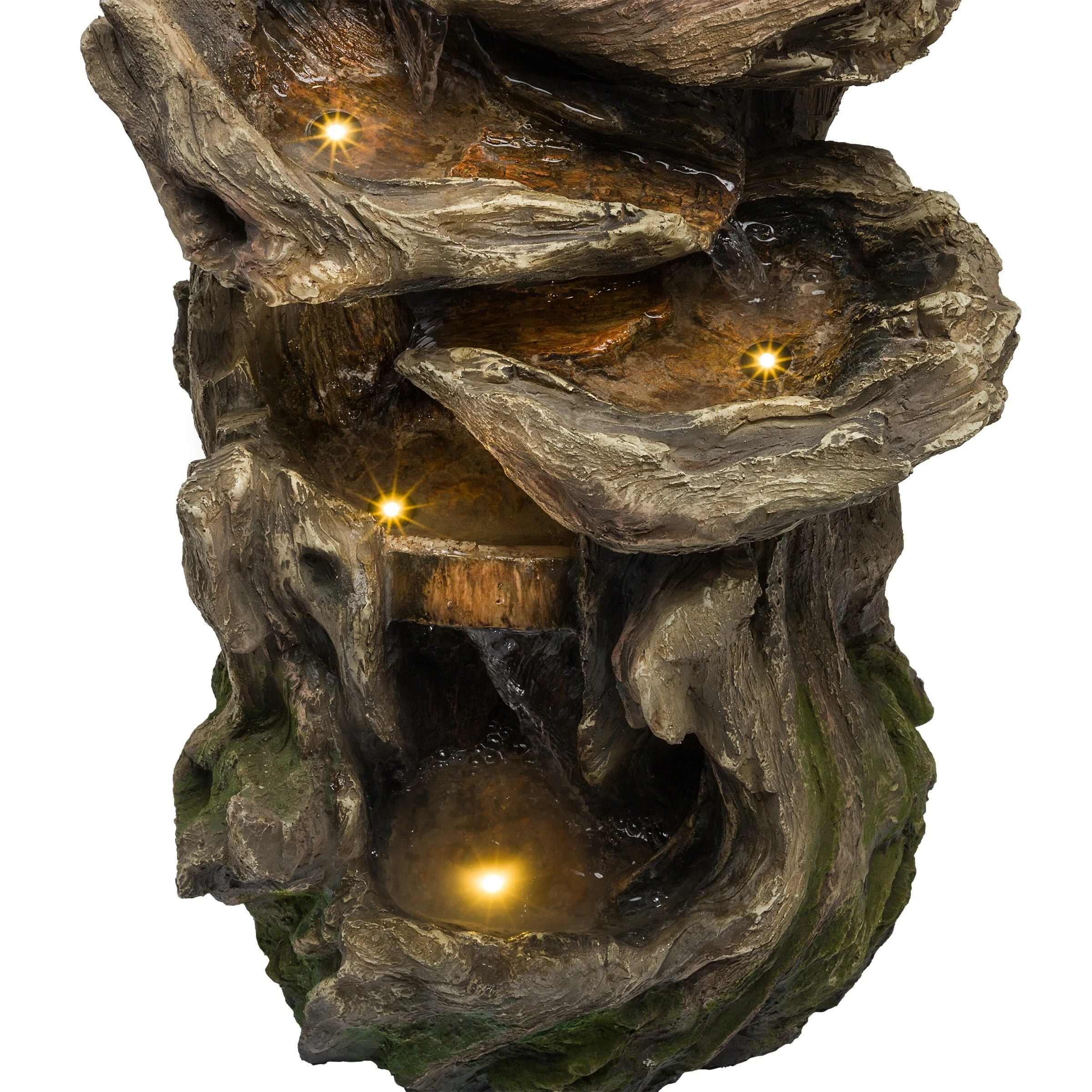 Buy π Alpine Corporation 22" Tall Outdoor Four-Tier Rainforest Log Waterfall Fountain With LED Lights π― - Image 10