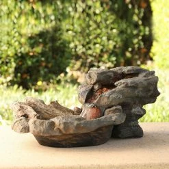 Promo π Alpine Corporation 80" Long Indoor/Outdoor Wood River Log Fountain With LED Lights π