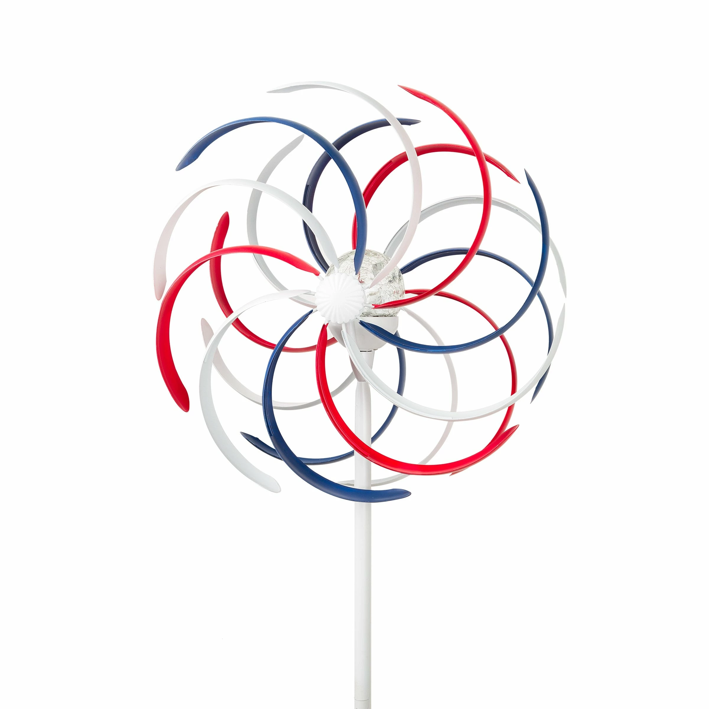 Flash Sale βοΈ Alpine Corporation 68" Tall Outdoor Solar Powered Patriotic Dual Windmill Spinner Stake Yard Decoration, Red, White, And Blue π - Image 2