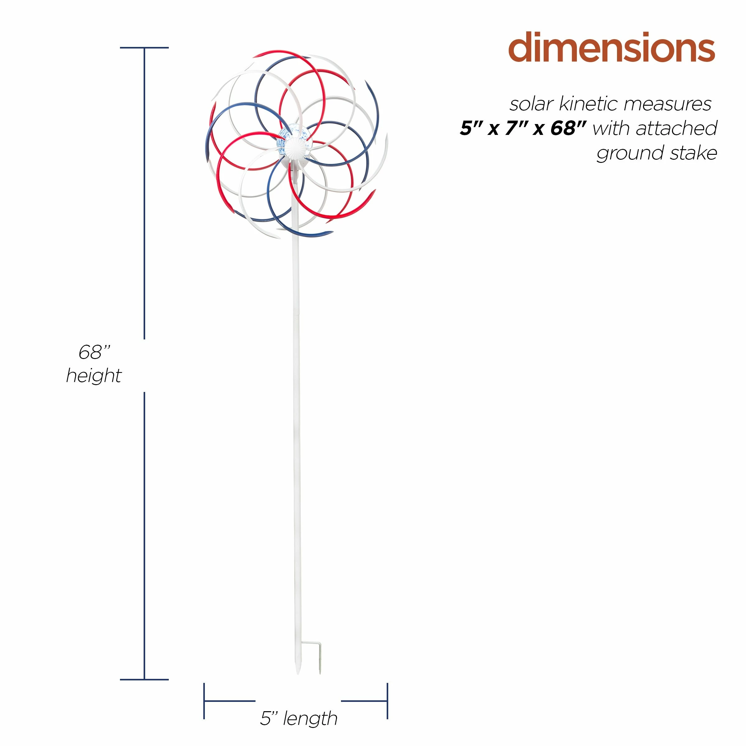 Flash Sale βοΈ Alpine Corporation 68" Tall Outdoor Solar Powered Patriotic Dual Windmill Spinner Stake Yard Decoration, Red, White, And Blue π - Image 3