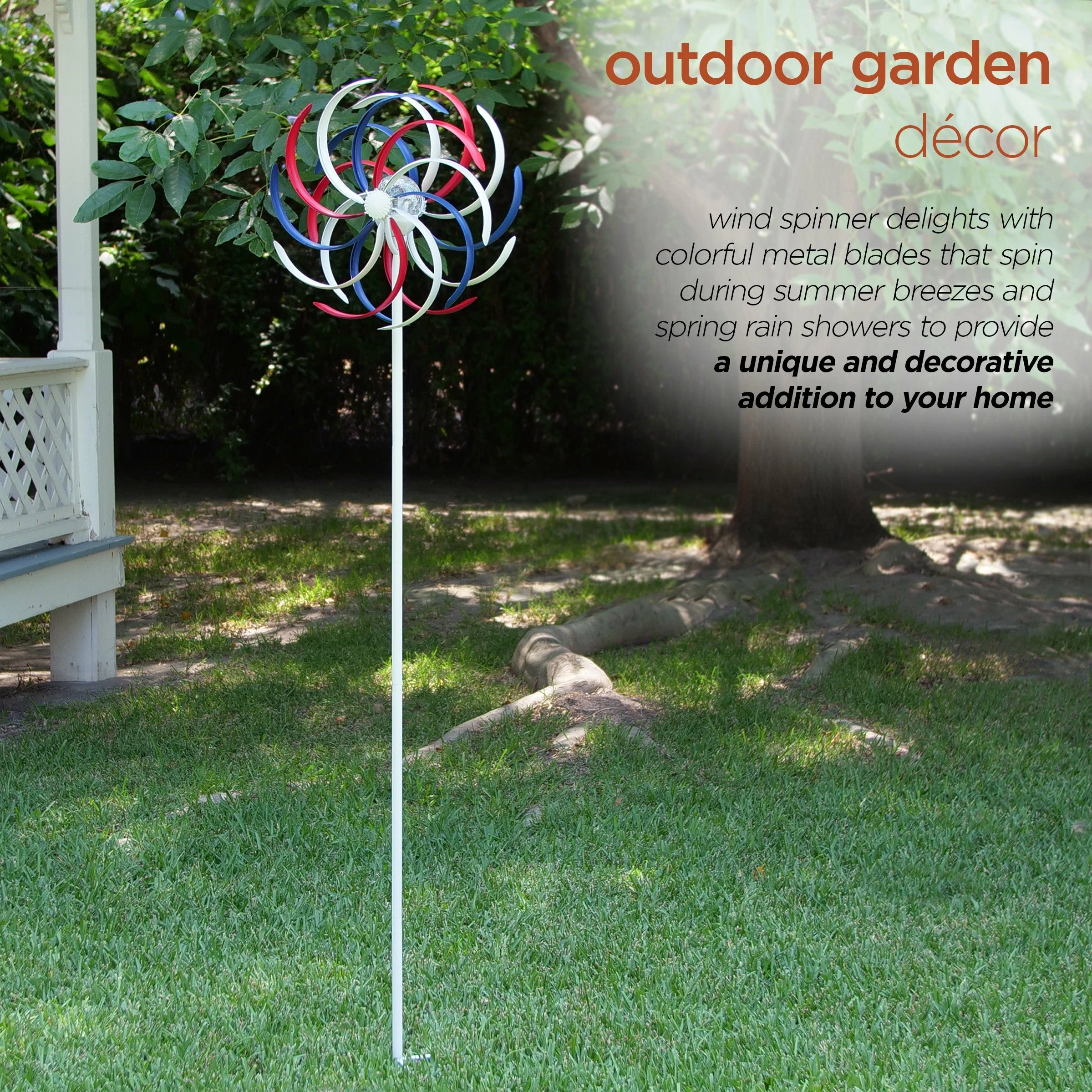 Flash Sale βοΈ Alpine Corporation 68" Tall Outdoor Solar Powered Patriotic Dual Windmill Spinner Stake Yard Decoration, Red, White, And Blue π - Image 4