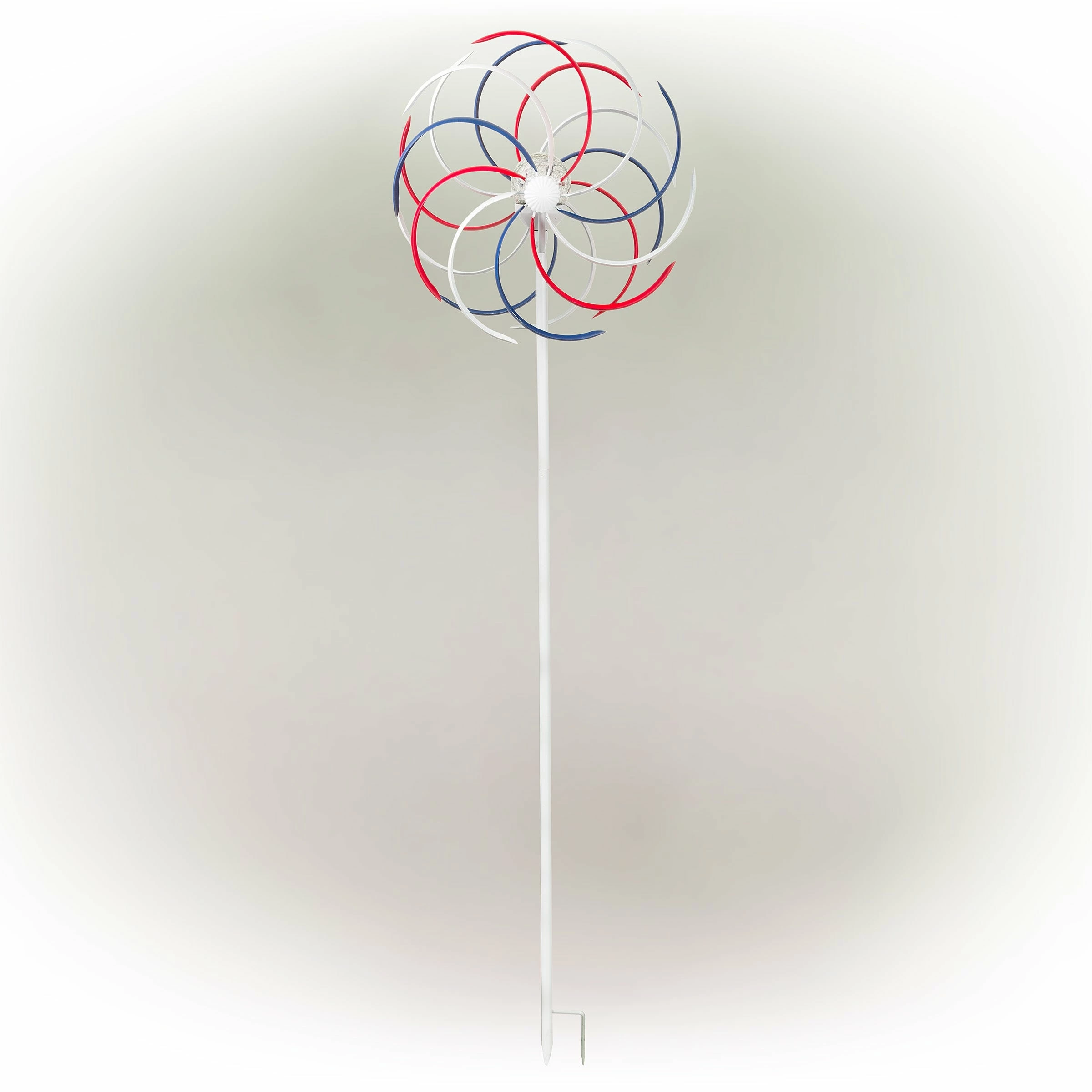 Flash Sale βοΈ Alpine Corporation 68" Tall Outdoor Solar Powered Patriotic Dual Windmill Spinner Stake Yard Decoration, Red, White, And Blue π - Image 9