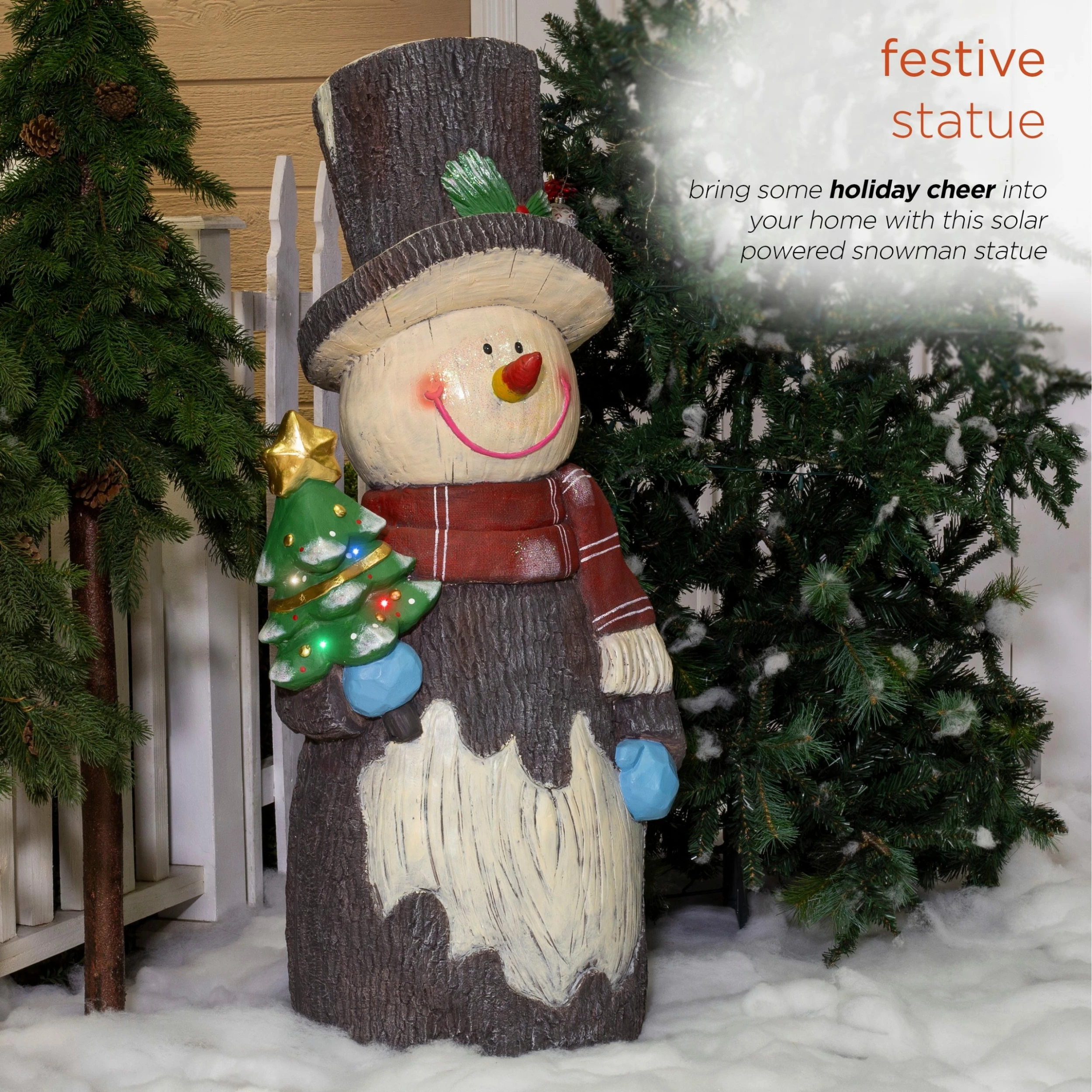 Brand new ๐ฏ Alpine Corporation 48"H Outdoor Solar Snowman Statue Holiday Decoration With Color Changing LED Lights - Black โจ 6 Brand new ๐ฏ Alpine Corporation 48"H Outdoor Solar Snowman Statue Holiday Decoration With Color Changing LED Lights - Black โจ - Image 4
