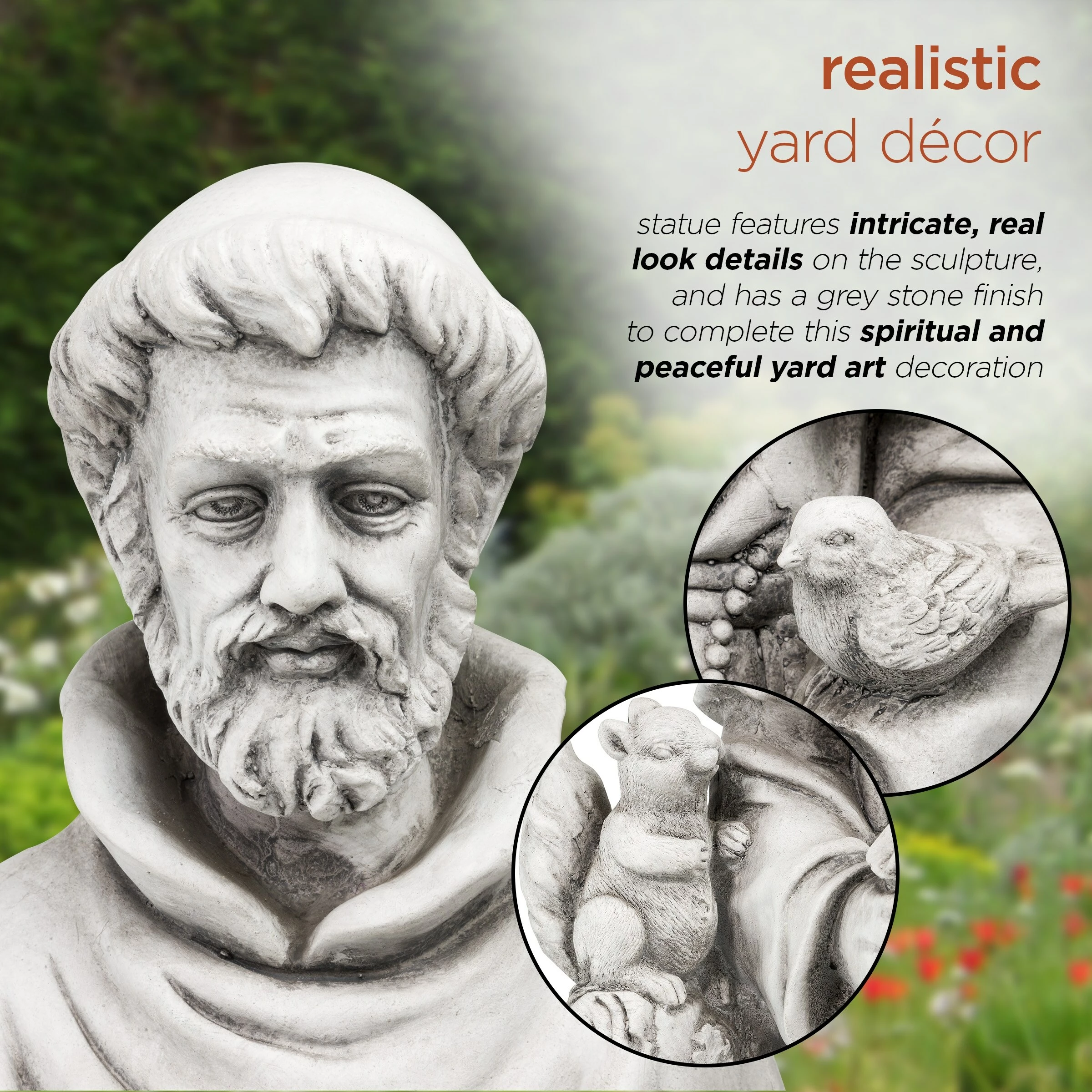 Discount βοΈ Alpine Corporation 31" Tall Indoor/Outdoor Saint Francis Standing Statue Yard Art Decoration π 8 Discount βοΈ Alpine Corporation 31" Tall Indoor/Outdoor Saint Francis Standing Statue Yard Art Decoration π - Image 6