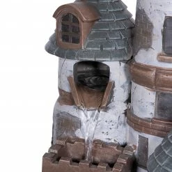 Cheap 😍 Alpine Corporation 35" Tall Outdoor Tower Castle Fountain With Color Changing LED Lights Yard Art Decoration 🌟 -Alpine Corporation Sales Alpine Tower Castle Fountain w LED Lights2C 35 Inch Tall 10
