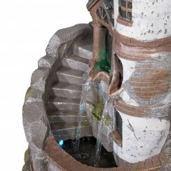 Cheap 😍 Alpine Corporation 35" Tall Outdoor Tower Castle Fountain With Color Changing LED Lights Yard Art Decoration 🌟 -Alpine Corporation Sales Alpine Tower Castle Fountain w LED Lights2C 35 Inch Tall 11