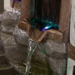 Cheap 😍 Alpine Corporation 35" Tall Outdoor Tower Castle Fountain With Color Changing LED Lights Yard Art Decoration 🌟 -Alpine Corporation Sales Alpine Tower Castle Fountain w LED Lights2C 35 Inch Tall 14