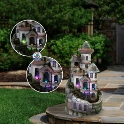 Cheap π Alpine Corporation 35" Tall Outdoor Tower Castle Fountain With Color Changing LED Lights Yard Art Decoration π