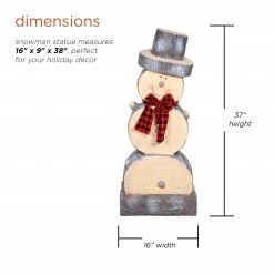 Coupon 😉 Alpine Corporation 38"H Indoor/Outdoor 🎅 Christmas Snowman Statue Decoration With Wood Texture - Brown ⭐ -Alpine Corporation Sales Alpine Wooden Snowman Statue2C 38 Inch Tall 1