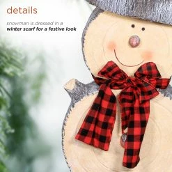 Coupon 😉 Alpine Corporation 38"H Indoor/Outdoor 🎅 Christmas Snowman Statue Decoration With Wood Texture - Brown ⭐ -Alpine Corporation Sales Alpine Wooden Snowman Statue2C 38 Inch Tall 5