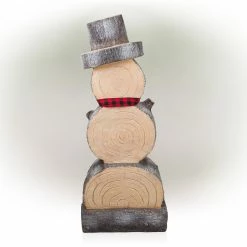Coupon 😉 Alpine Corporation 38"H Indoor/Outdoor 🎅 Christmas Snowman Statue Decoration With Wood Texture - Brown ⭐ -Alpine Corporation Sales Alpine Wooden Snowman Statue2C 38 Inch Tall 8
