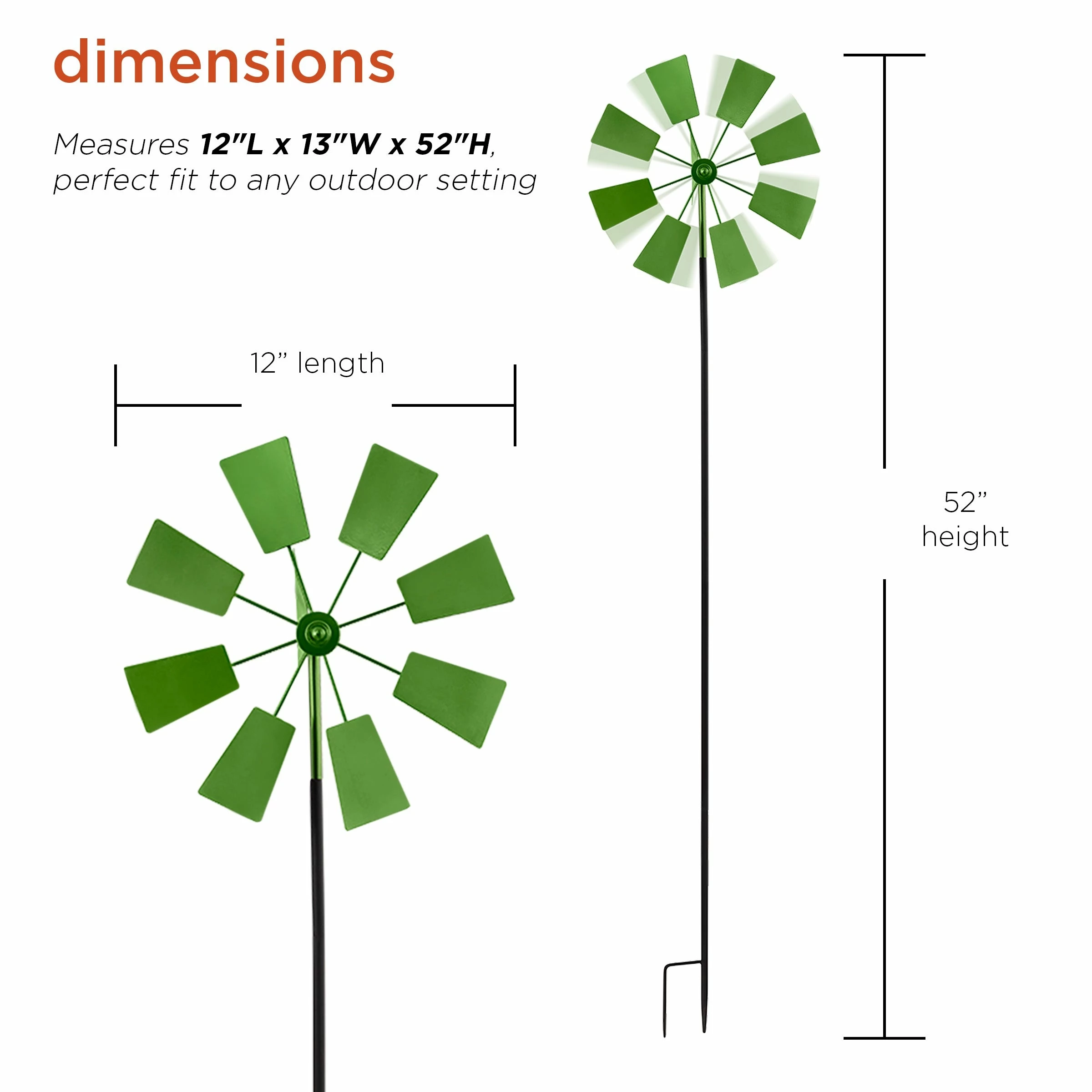 Budget π₯ Alpine Corporation 52" Tall Outdoor Metal Windmill Spinner Stake Yard Decoration, Green β€οΈ - Image 3