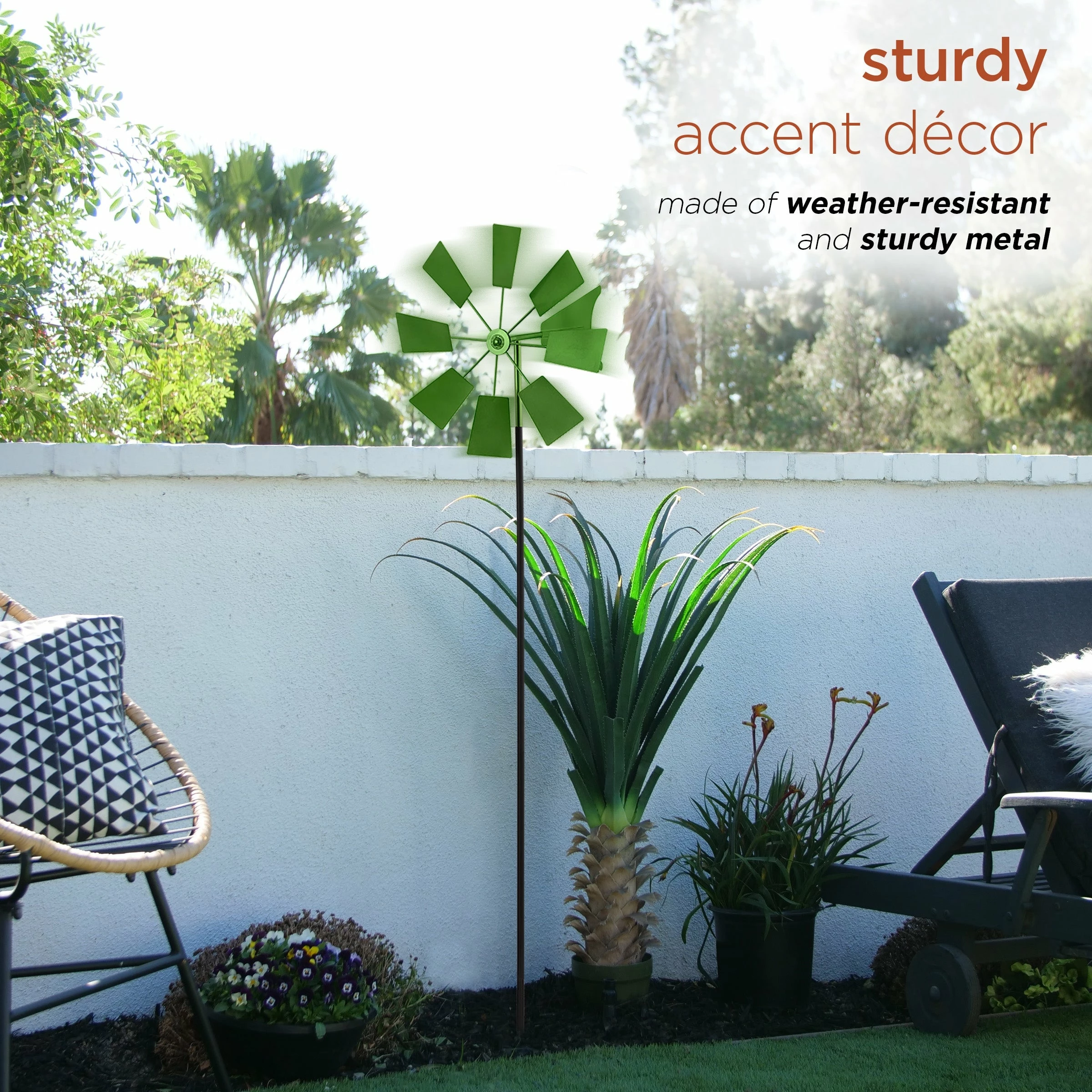 Budget π₯ Alpine Corporation 52" Tall Outdoor Metal Windmill Spinner Stake Yard Decoration, Green β€οΈ - Image 7